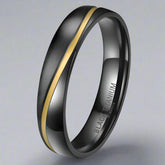 Gold Wave Black Titanium Ring
